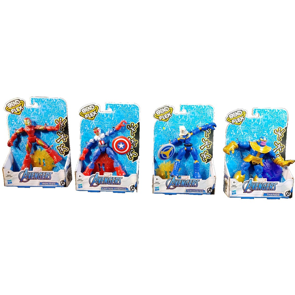 Marvel Avengers Captain America Ironman Thanos Taskmaster Bend & Flex Figures 6"